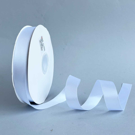 Лента атлас двусторонняя Ding Xin 2.5 см * 90 м- #0029 Иссиня Белый